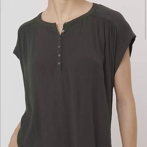 NWT Loft Henley mixed media top black medium
